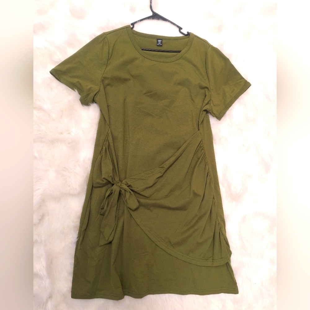 Faux Wrap style dress- Army green- NWOT